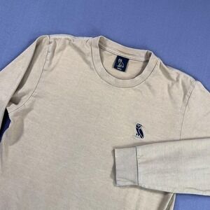 OVO Shirt Mens SM Beige Owl Gold Drake Logo Long‎ Sleeve Crew Neck Tee Canada